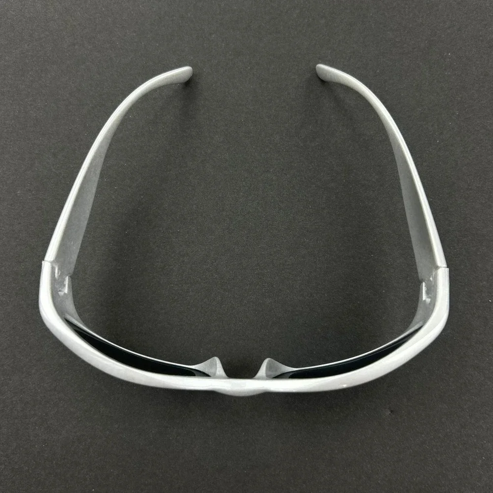Vintage Y2K surfer style silver rounded sunglasses cyber grunge techno